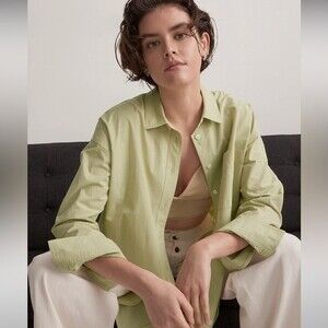 Madewell Womens 2XL Signature Poplin Oversized Shirt Faded Seagrass